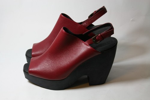 RACHEL COMEY SHOES SERRA PLATFORM SLINGBACK CLOG HEELS RED LEATHER 9.5 $450 - Picture 6 of 11