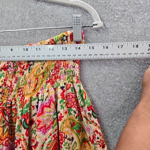 Cynthia Rowley Women Skirt XL Yellow Floral Maxi A Line Smocked Drawstring - Picture 3 of 8