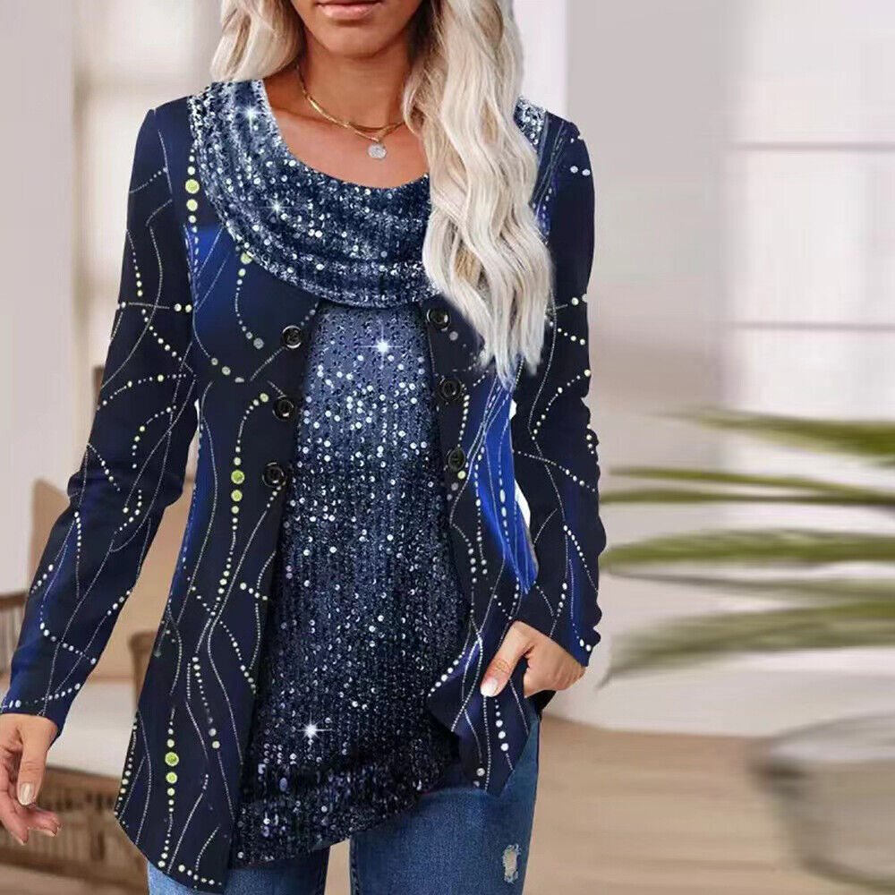 Tees Pullover Tunic Tops Blouse T-Shirt Long Sleeve Beaded Party Women Casual AU - Picture 5 of 14