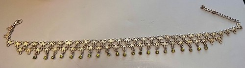 Art Nouveau Gold Toned Links With Peridot Stones Necklace/Choker 18 Inches - Picture 6 of 7