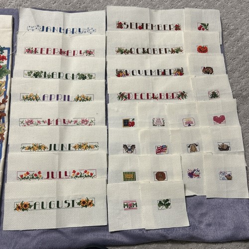 Rare Vintage Leisure Arts Perpetual Calendar Cross Stitch Kit Stitching Finished - Picture 5 of 24