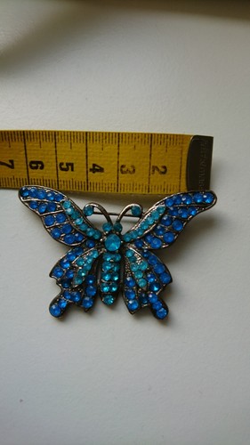 *Brosche STRASSNADEL* Kristalle Schmetterling türkis blau grün superschön - Bild 3 von 6