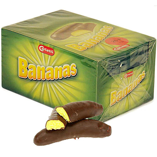 Carletti Chocolate Foam Covered Bananas Sweets Pick N Mix Treat Box Quantities - Picture 1 of 1