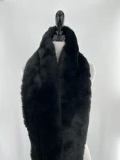 Women’s I.N.C International Concepts Black Faux Fur Pull Through Scarf OS