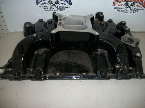 NEW OLDS ALUMINUM INTAKE 400 - 455 HOLLEY CARB POWDERCOATED BLACK 57025 57026 - Foto 5 di 6