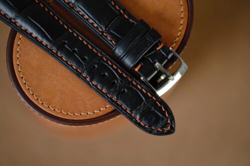 Omega Seamaster Planet Ocean strap size 22/18 black orange stitching with buckle - Picture 4 of 7