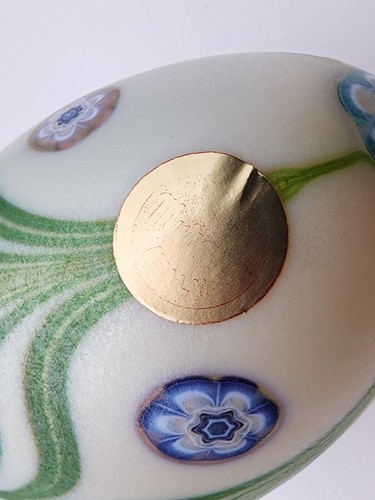 VINTAGE MURANO PULLED FEATHER HAND BLOWN ART GLASS EGG SHAPED 3.75" PAPERWEIGHT! - Picture 8 of 10