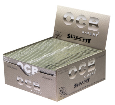 1 Box (50 Heftchen) OCB X-Pert Slim Fit, ultra-dünne King Size Slim Blättchen
