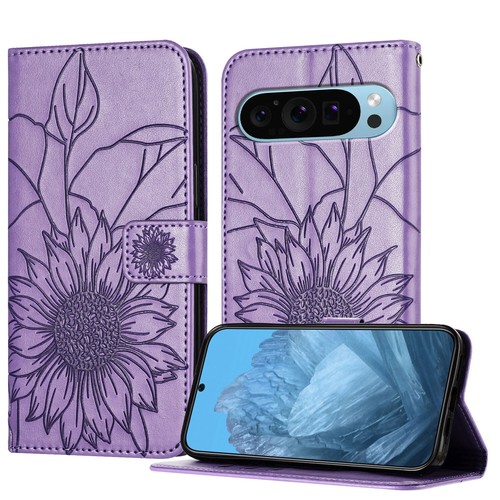 Funda tipo billetera de cuero PU con relieve de girasol para Google Pixel 9A/9Pro XL/9Pro/9/7 - Imagen 31 de 54