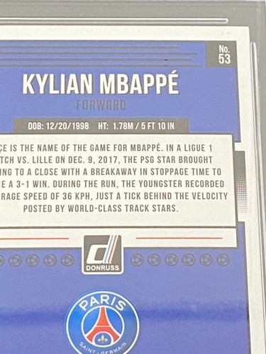 Kylian Mbappe 2018 Panini Donruss #53 CCG 10 - Picture 13 of 15
