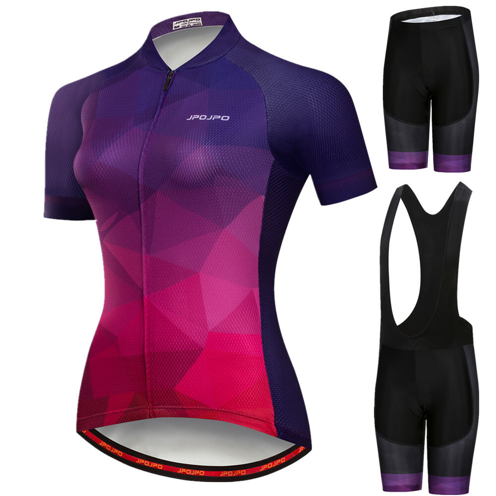 JPOJPO Women Polyester Cycling Jersey Bicycle Bib Shorts With 3D Gel Pad JPOJPO Women Polyester Cycling Jersey Bicycle Bib Shorts With 3D Gel Pad