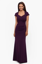 XSCAPE "ALLISON" Ruffled Cutout-Back Gown Mulberry Size 14 $249