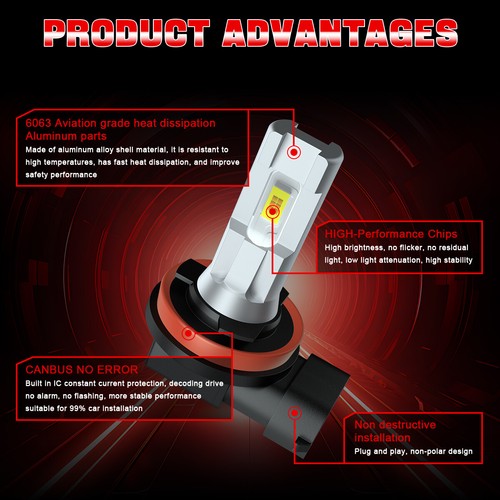 Faro LED haz alto/bajo para Nissan Xterra 2005-2015- 4X 6000K + bombillas antiniebla - Imagen 16 de 20