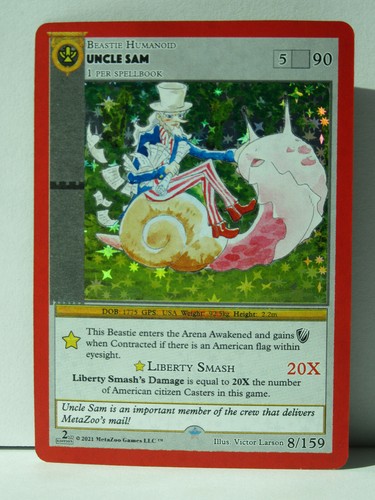 MetaZoo Cryptid Nation UNCLE SAM 8/159 2nd Edition - FULL HOLO - Mint - PSA CGC - Picture 3 of 3