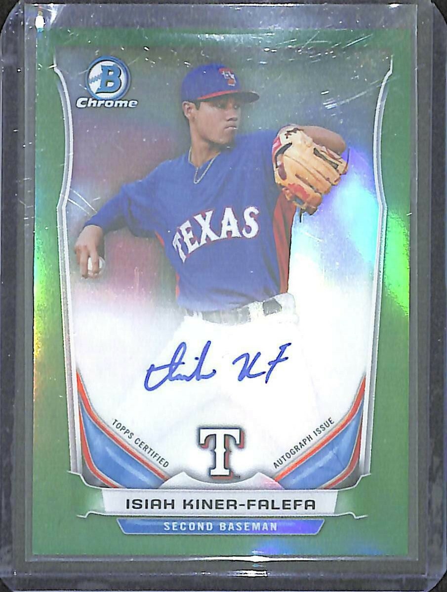 2014 Bowman Chrome Green Refractor Autograph BCAP-IK Isiah Kiner-Falefa 43 of 75