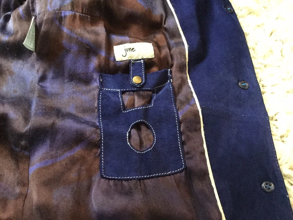 Top de gamuza azul real June manga L Foto 4 de 4