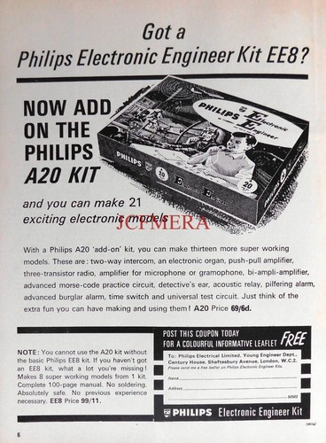 PHILIPS 'A20' Electronic Engineer Kits ADVERT Vintage 1966 Print Ad 677-68