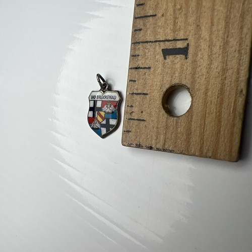 REU 800 Sterling Silver Pendant Bad Brückenau Germany Queens Flag Enamel Crest - Picture 5 of 9