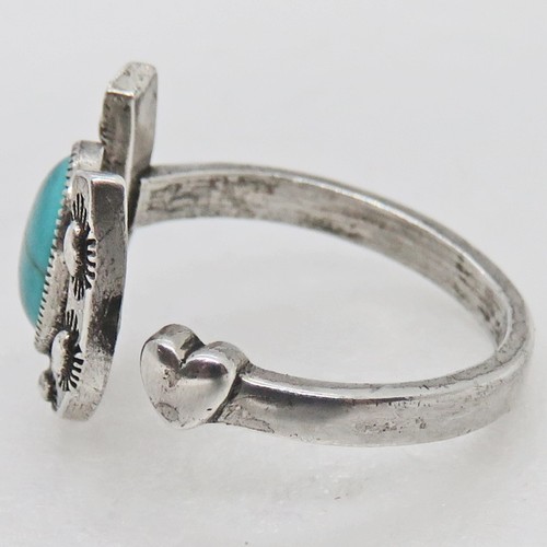 Anello stile sud-ovest misura 8 1/2 argento sterling ferro di cavallo e cuore turchese - Foto 5 di 12