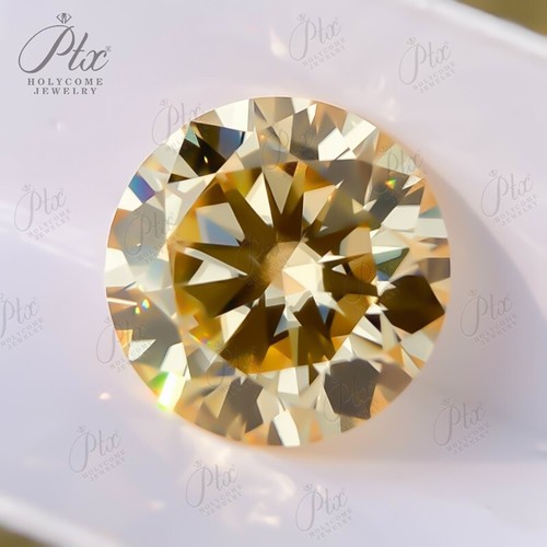 Natural Champagne Color Loose Moissanite Stone Round Gemstones GRA Certificate - Picture 24 of 24