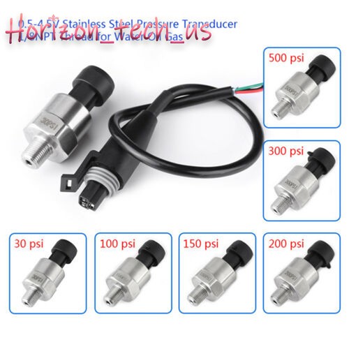 Sensor transductor de presión de acero inoxidable NPT 5V de 1/8" aceite combustible aire gas