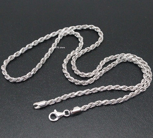 Real S925 Sterling Silver Necklace Women Men 3.5mm Rope Link Chain 22inch/21-22g - 第 5/8 張圖片