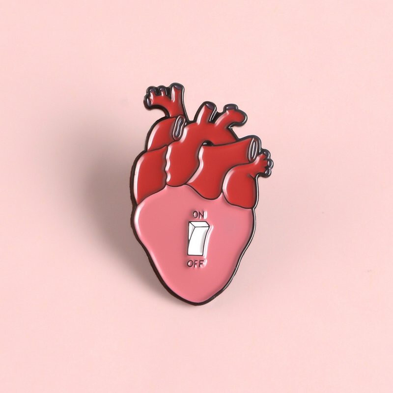 Light Switch Anatomical Heart Lapel Pin Enamel Brooch Artery Blood Science  Cute