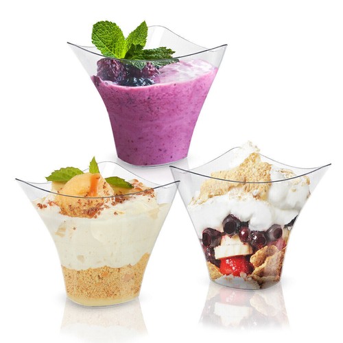 50PC Einweg Dessertbecher Kunststoff Glasklare Wiederverwendbar Dessertschalen - Bild 3 von 12