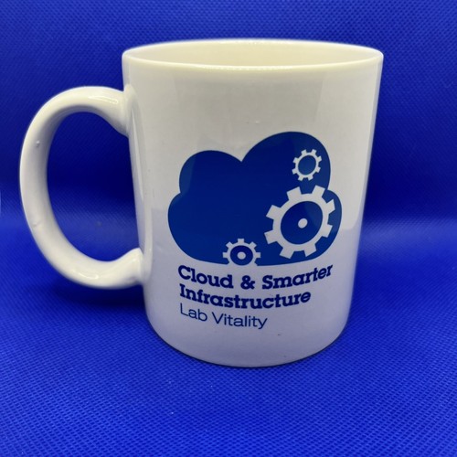 IBM Promotional Advertising Ceramic Tea Coffee Mug Cup White with Blue Logo - Picture 2 of 6