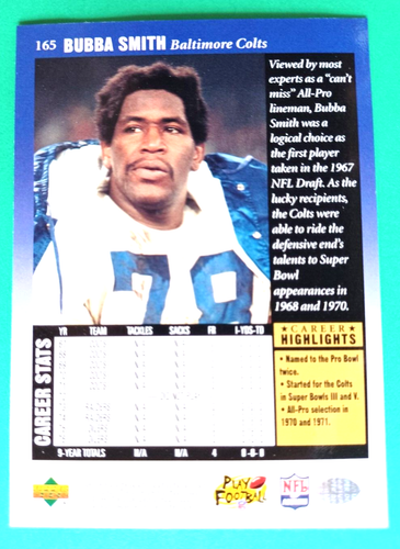 1997 UPPER DECK LEGENDS FB BUBBA SMITH #165 BALTIMORE COLTS NICE - Bild 2 von 2