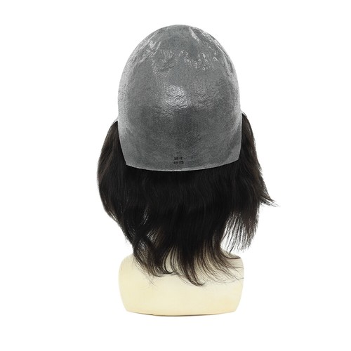Mens Human Hair Full Head Wigs Thin Skin Wig Hair Replacement Medium Size 6'' - Picture 5 of 42