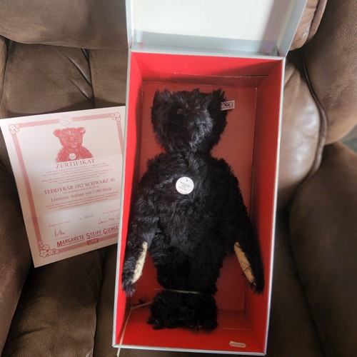 NOS STEIFF Ltd.Ed Jointed Mohair Teddy Bear 1912 Replica Black 40 1992 w/ Box - Picture 1 of 5