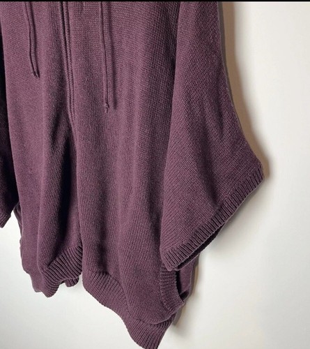 Ugg | Sweater Poncho Full Zip with Pockets Hood Burgundy- Size Medium - Picture 2 of 8