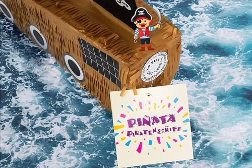 BARCO PIRATA Piñata + Máscara + Bastón + Relleno Fiesta Cumpleaños Infantiles - Imagen 4 de 10