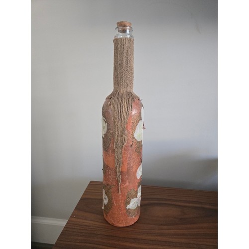 Handmade Papier Mache Applique Collage Decorative Bottle - Picture 6 of 9