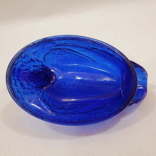 Vintage Westmoreland kobaltblau Glas große Ente auf Nest bedeckt Schale gewellter Boden - Bild 13 von 20