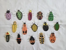Wooden Ornaments - Rainforest Bugs Insects- Hand carved and Hand Painted