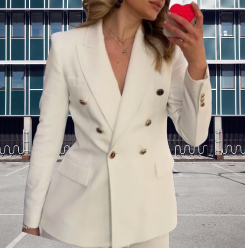 ZARA TAILORED DOUBLE BREASTED WHITE BLAZER WITH GOLD BUTTONS sz XL - Bild 2 von 24