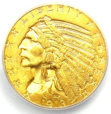 1913 Indian Gold Half Eagle $5 Coin - Certified ICG MS64 (UNC BU) - $3,560 Value