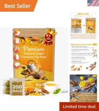 Handcrafted Turmeric, Ginger  Cinnamon Herbal Tea - No Sugar, Caffeine, Gluten