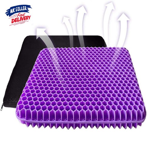 Orthopedic Gel Seat Cushion Double Thick Back Support Coccyx Pain Relief W/Cover - Picture 25 of 29