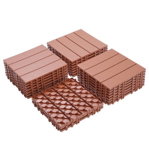 2025/Plastic Interlocking Deck Tiles Mahogany Colour 11.8"x11.8"(Pack of 44 )