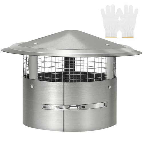 6-Inch Round Stainless Steel Chimney Cap with Screen and Fastening Device