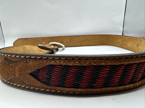 Vintage El Charro Herren Gürtel gebürstetes Leder mit Pferdebesatz SM Größe 32 - Bild 9 von 13