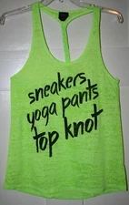 Material Girl Women's Top Active Neon Green Racer Back Graphic Size Medium