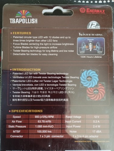 ENERMAX Ventilateur T.B.APOLLISH UCTA12N-R - 120 mm - LED rouge - Enermax - NEUF - Photo 2/2