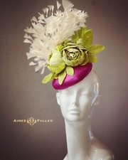 Kentucky Derby Fascinator Pink Ombre Ivory White Rose Hat Royal Ascot Bridal Hat