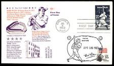 1983 FDC NY Yankee's Babe Ruth Baseball History First Rank Cachet- Purple