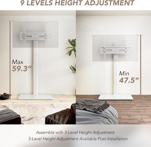 Universal Floor TV Stand with Mount 80 Degree Swivel Height Adjustable and Space - Picture 5 of 7
