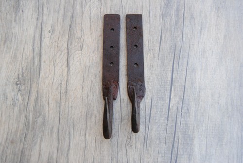 Vtg grande pesado forjado Viga de hierro Gancho Carne colgante CARNICEROS forjados granja deco 2p - Imagen 2 de 6